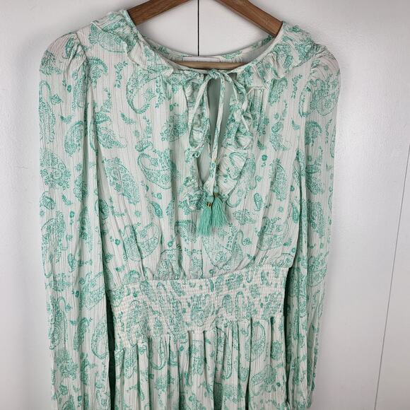 REVOLVE House of Harlow 1960 Ajay Paisley Long Sleeve Ruffle Smock Mini Dress S - Picture 9 of 9